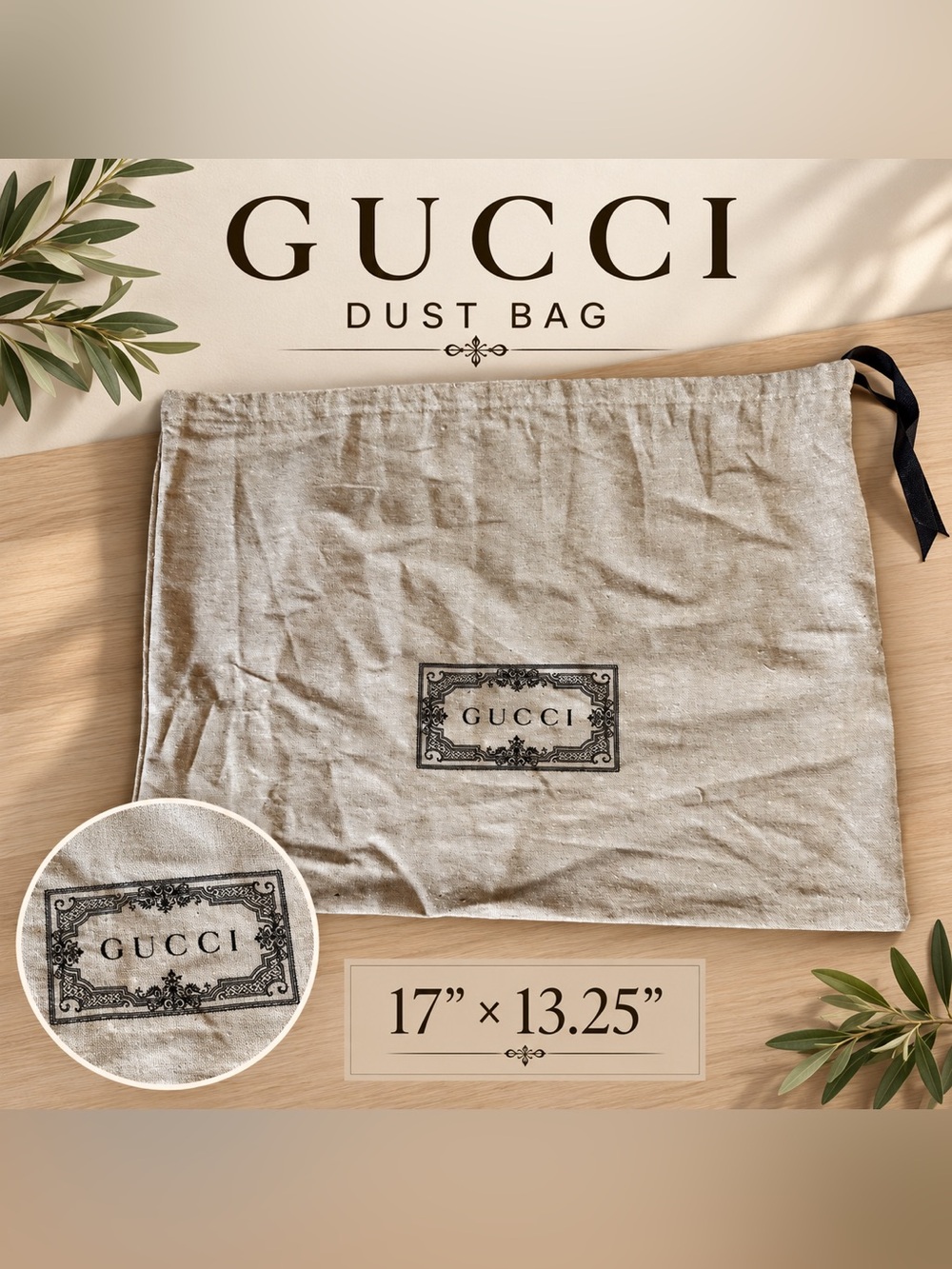 Gucci Beige Logo Dust Bag